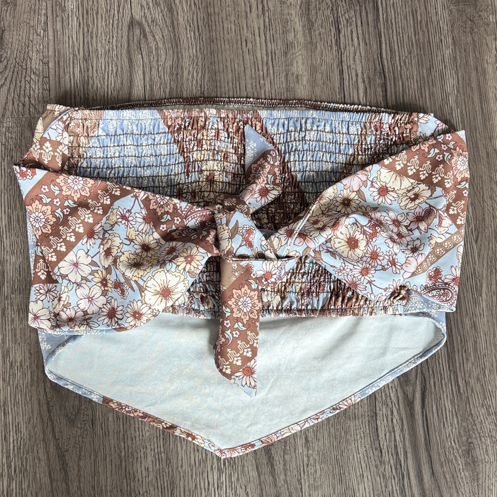 Altar'd State Blue And Brown Patchwork Shorts - image 2